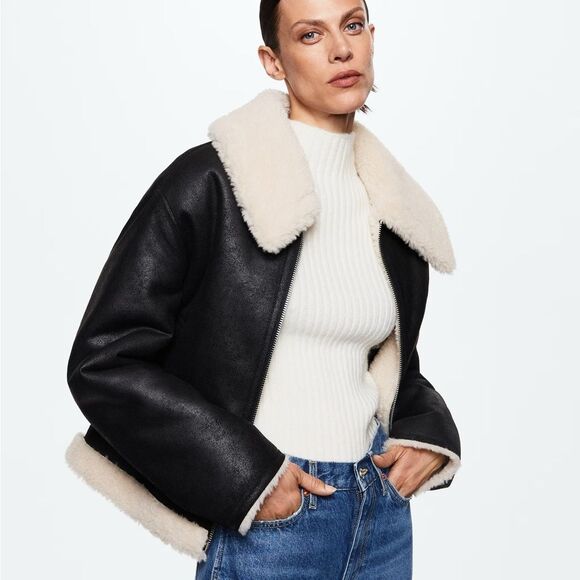 Mango SHEARLING COLLAR JACKET - Picture 7 of 9